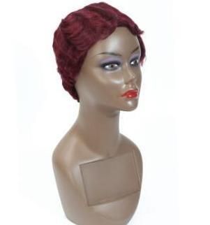 New Design Natural Color Short Pixie Brazilian Finger Wave Wig for Women