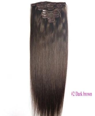 140g 18&quot; Machine Made Remy Hair 8PCS Set Clips in 100% Human Hair Extensions Full Head Set Straight Natural Hair