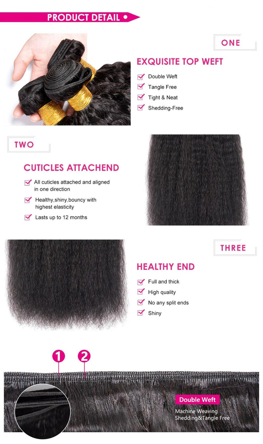 Peruvian Kinky Straight Hair Bundles Bundles 10-30 Inch 100% Human Hair Extensions Remy Hair Yaki Straight Bundles