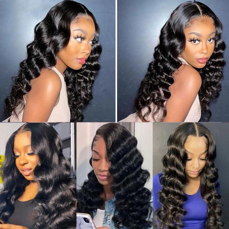 36 38 40 Long Inches Loose Deep Wave Bundles with Closure 13X4 Lace Frontal with Bundles Remy 100% Human Hair Peruvian Bundles with Frontal Wholesale