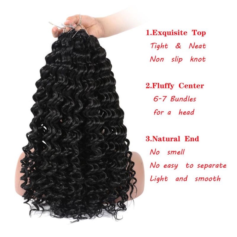 Wholesale Deep Wave Crochet Hair Low temperature Kanekalon Synthetic Hair Extensions Natural Color (7Packs, 1b)