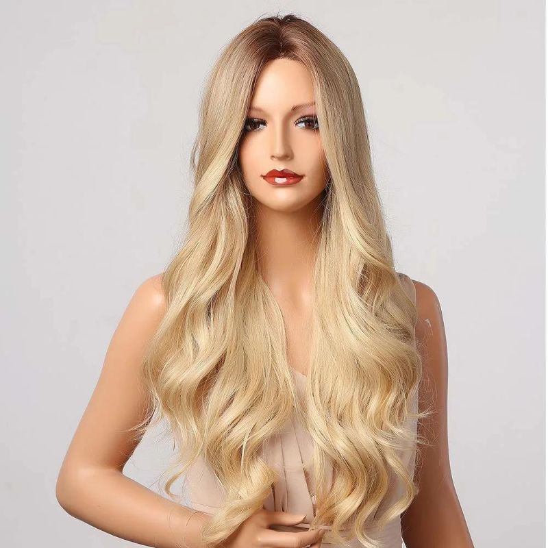 26 Inch Blonde Wigs for Women Long Wavy Wig Long Curly Hair Wig Synthetic Wigs