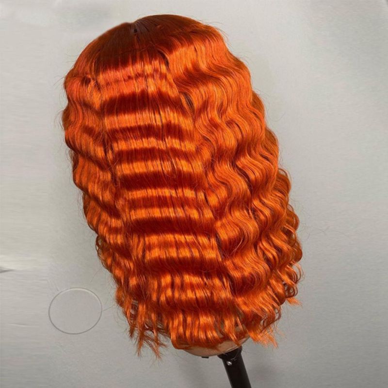 Multi-Color Deep Wave Frontal Wig Preplucked Colored Short Bob Wig Brazilian Transparent Lace Front Human Hair Wigs for Women