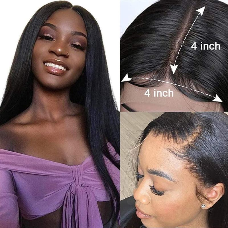 Straight Lace Front Wigs Human Hair for Black Women 4× 4 Lace Closure Wigs