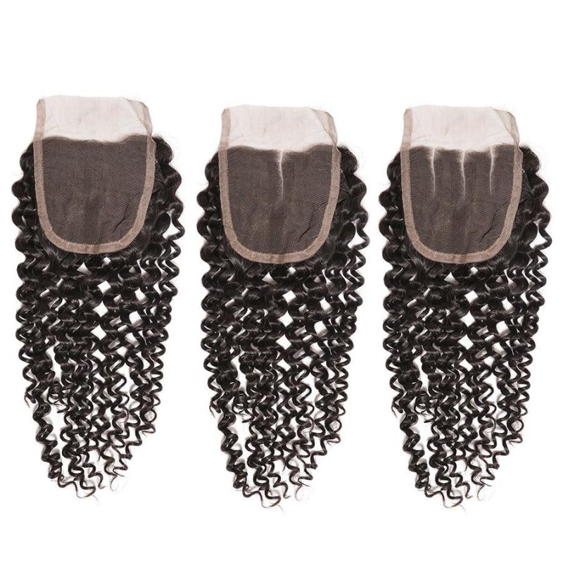 Kinky Curly Human Hair Weft Brazilian Hair Bundles with Closure and Frontal