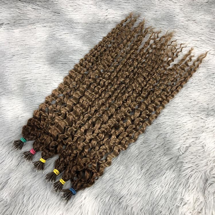 12A Virgin Brazilian 100% Human Hair Kinky Curly Nano Rings Extensions #Brown