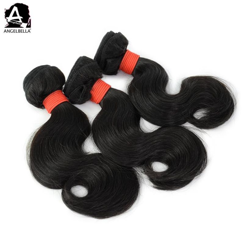 Angelbella Indian Human Hair Remy 1b# Natural Virgin Hair Bundles