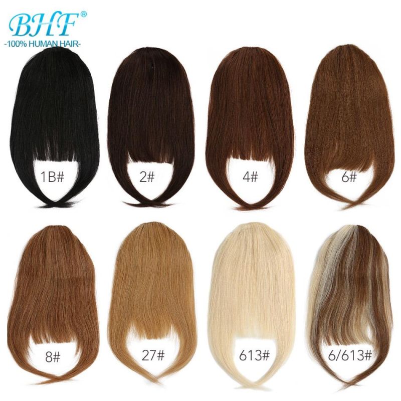 Machine Wefted Mongolia Remy Human Hair Bangs Fringes for Women 3 Clips in Hair Extensions