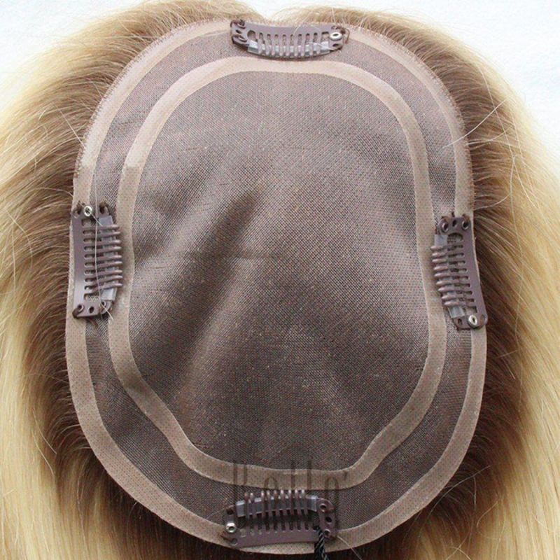 T Color 100% Raw Virgin Hair Women Toupee Mono Topper in Stock