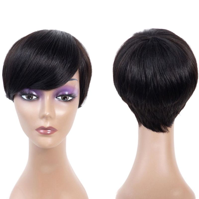 Short Human Hair Wigs Short Pixie Cut Wigs Short Brazilian Virgin Human Hair Wigs for Black Women Natural Black Wig