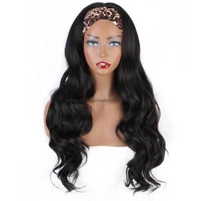 European and American Big Wave Synthetic Fiber High Temperature Resistant Wig with Headband