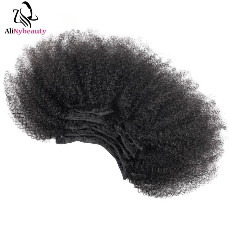 Alinybeauty Brazilian Afro Kinky Curly Clip in Hair Extensions 7 Pieces/Set
