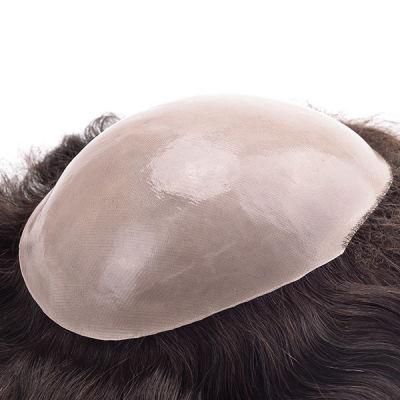 Durable Poly Coated Skin Base Men&prime;s Toupee Human Hair System