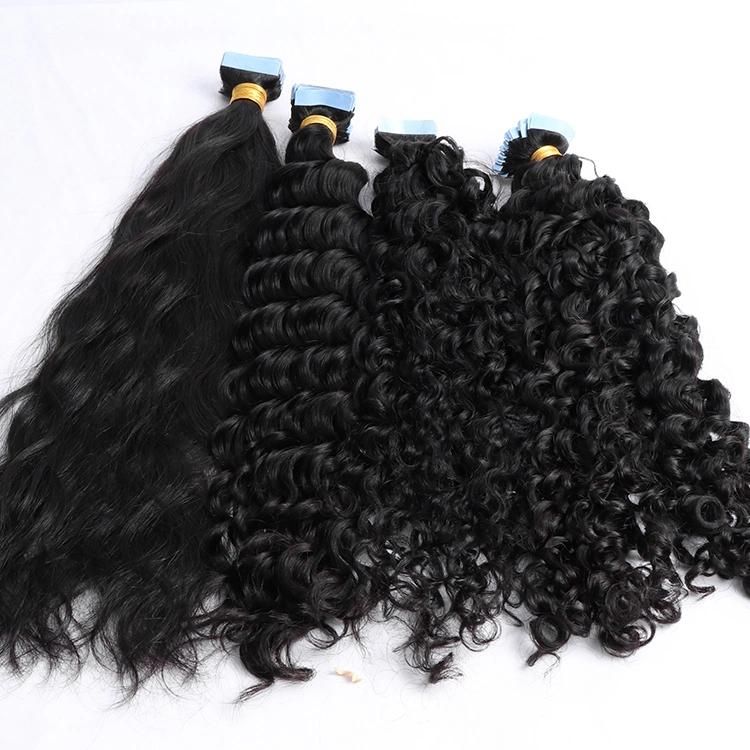 Wholesale Natural Wavy Raw Hair Curly Tape in Hair Extensions