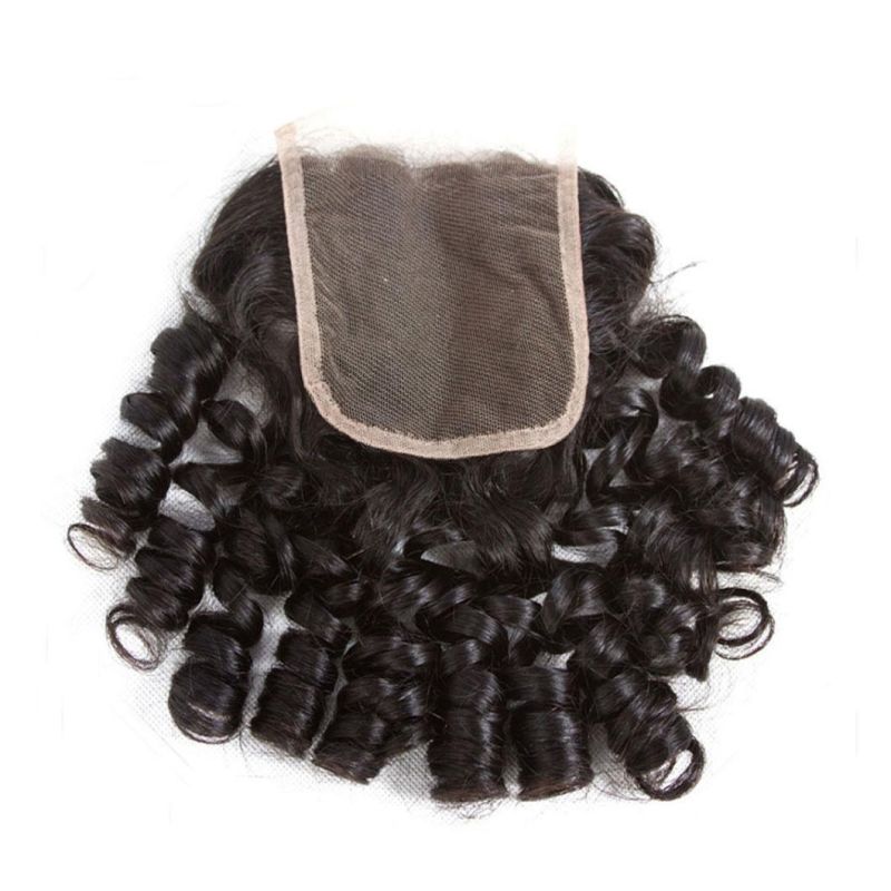 Brazilian Human Hair Loose Bouncy Curly Hair 2/3/4 Bundles with 4*4 Closure 100% Human Hair Natural Black Weave Extensions