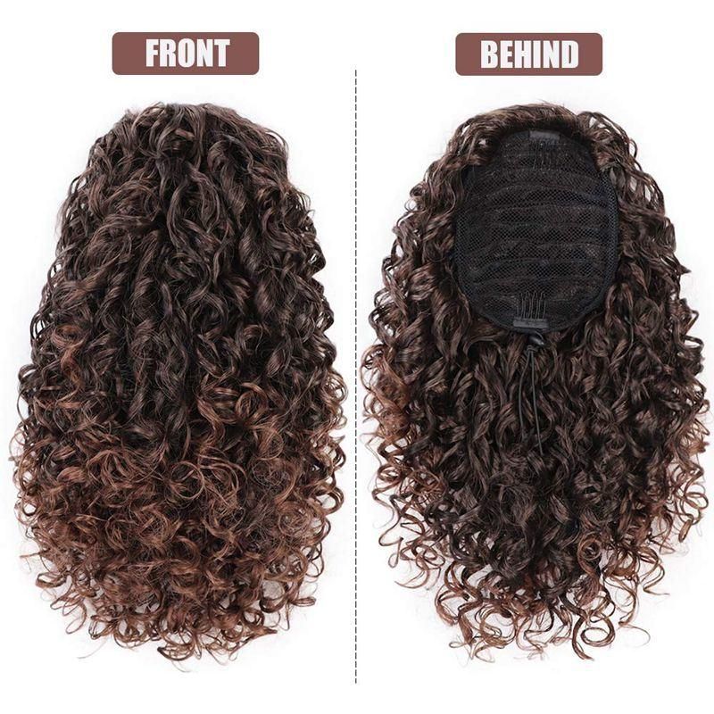 Synthetic Afro Kinky Curly Ponytails Clip in Hair Extensions Drawstring Brazilian Hair