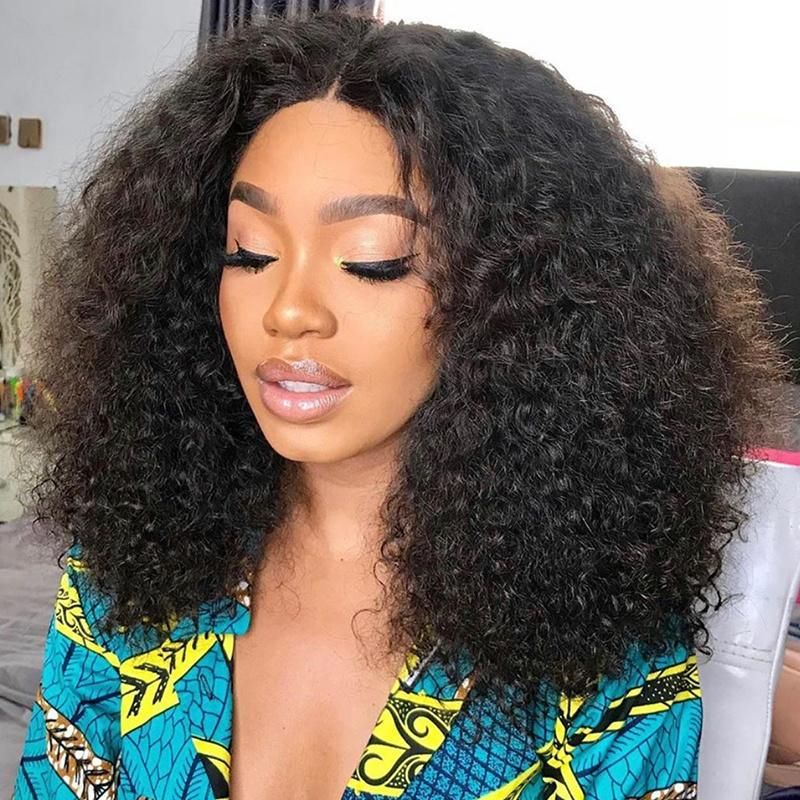 Full Density Virgin Brazilian Curly Human Hair Lace Wig