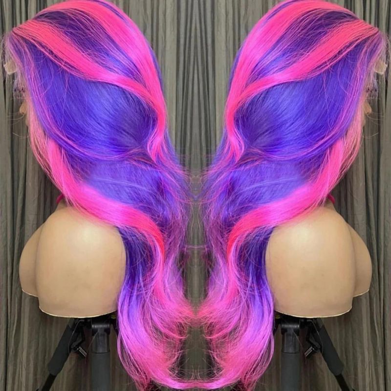 Colored Blonde Pink Purple Highlight Wig Brazilian Human Hair 613 Lace Front Wig Straight Full HD Lace Frontal Wig Ombre Human Hair Wig 30 Inches