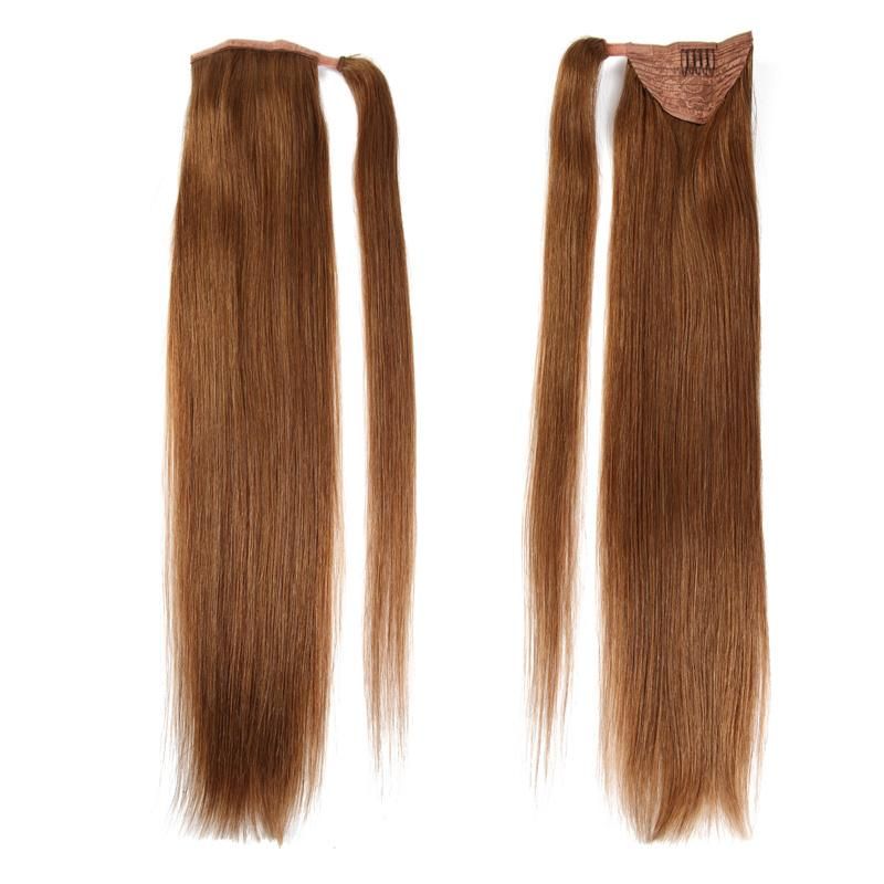 Double Drawn Remy Brazilian 100% Human Hair Wrap Around Drawstring Ponytail