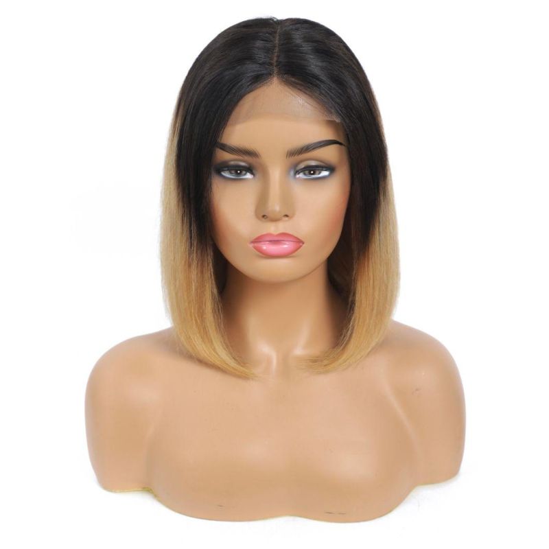 Kbeth Human Hair Wig for Black Women 2021 Summer Short Remy Unprocessed Cool Red Wine Black Color 14 Inch Straight 360 Lace Bob Hair Extension Wigs Factory