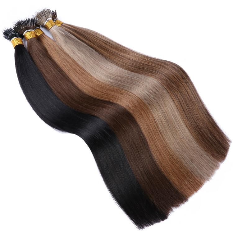 Wholesale Double Drawn Peruvian Straight 10A Nano Ring Tip Hair Extensions Wefts