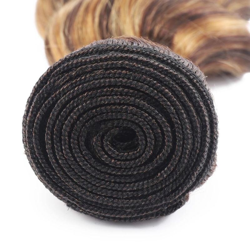 Piano Color P4/27# Loose Deep 100% Virgin Human Hair Extension, Wholesale 10A Grade Brazilian Hair Bundles