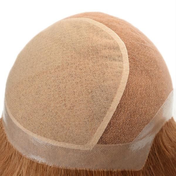 Custom Ladies PU and Lace Base Real Human Hair Silk Top Wig