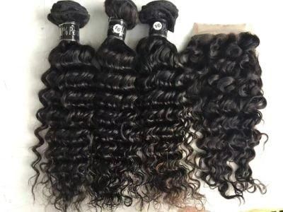 Brazillian Hair Bundles with Closure, Deep Wave Human Hair with Closure, Weave Bundle with Closure