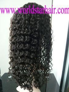 Water Weavy Remy Dark Brown Color Human Hair Full Lace Wig