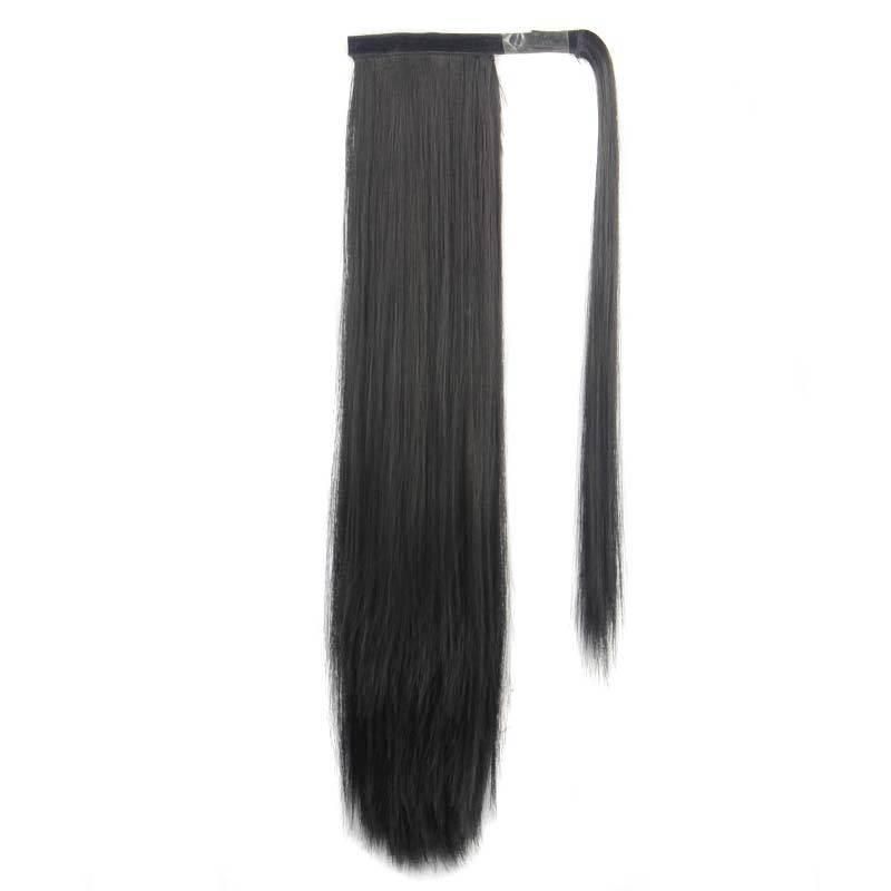 Ombre Brown Long Straight Clip in Ponytail Hairpiece Heat Resistant Synthetic Fiber Hair Extension