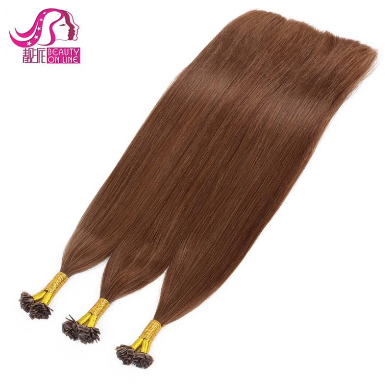 Human Hair Keratin Hair Bonding Extensions Flat Tip Hair Extensions