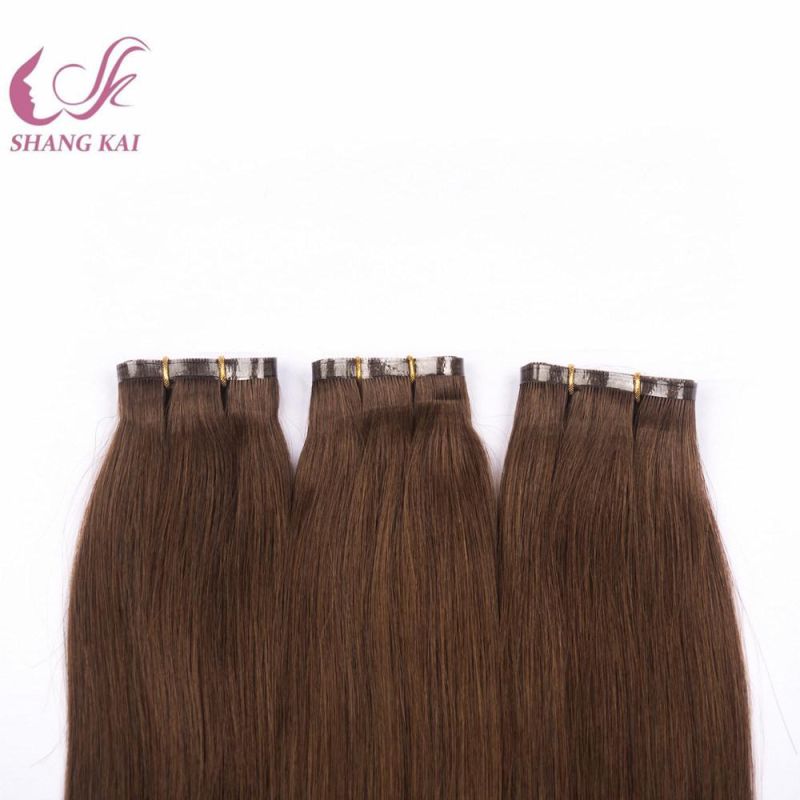 Machine PU Wefts Hair Extensions, Flat Weft Remy Hair Weaving