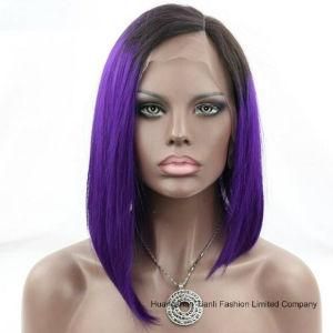 12&quot; Virgin Ombre Color Brazilian Human Hair Short Bob Wig 1b/Purple