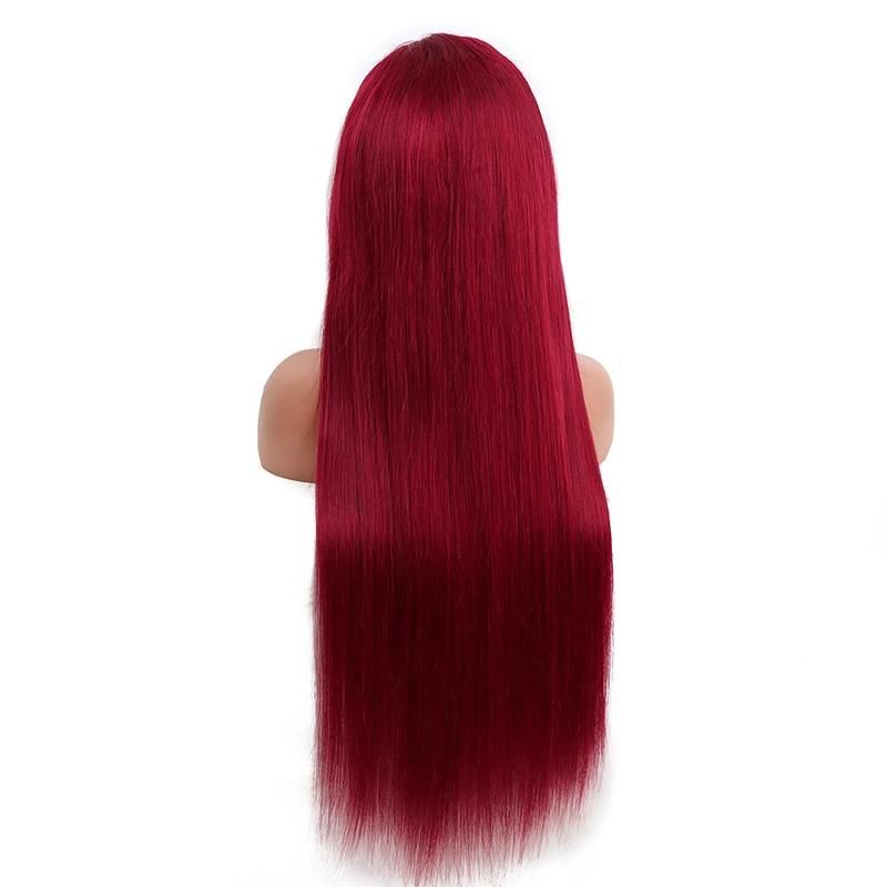 Red Transparent Lace Front Wigs Virgin Straight Full Lace Wig for Human