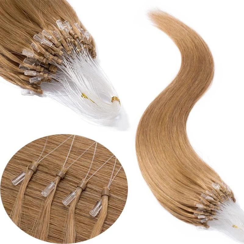 60# Platinum Blonde 22" 0.5g/S 100PCS Straight Micro Bead Hair Extensions Non-Remy Micro Loop Human Hair Extensions Micro Ring Extensions
