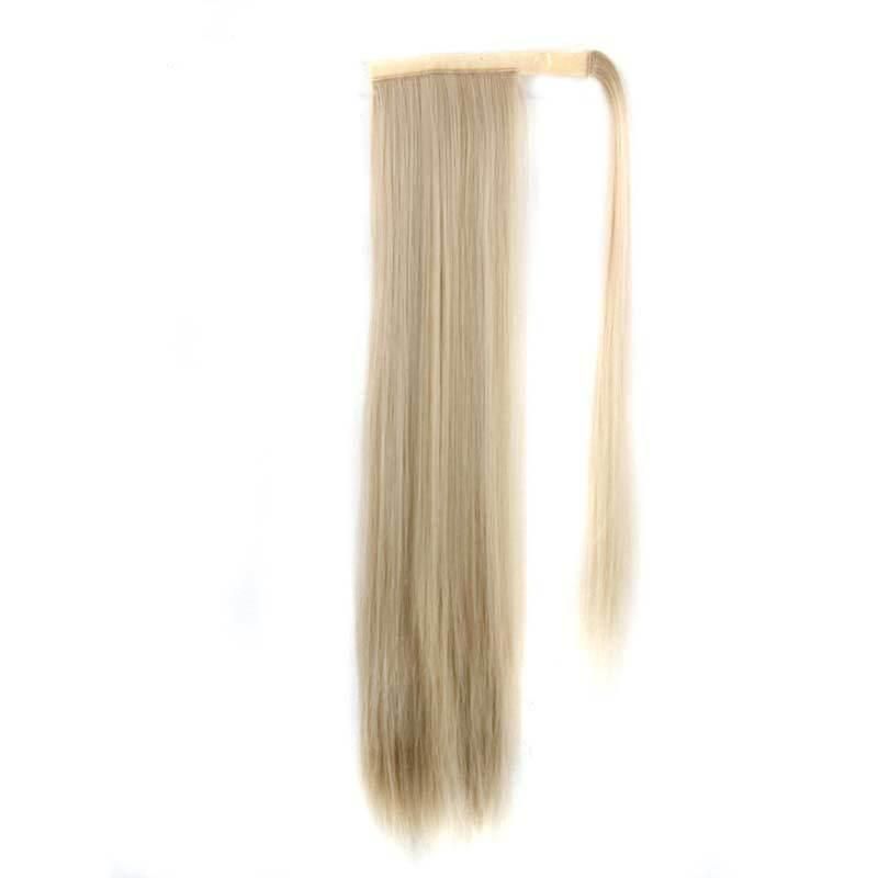 24inch Long Straight Synthetic Ombre Blond Cheap Clip in Wrap Around Ponytail Hair Extension