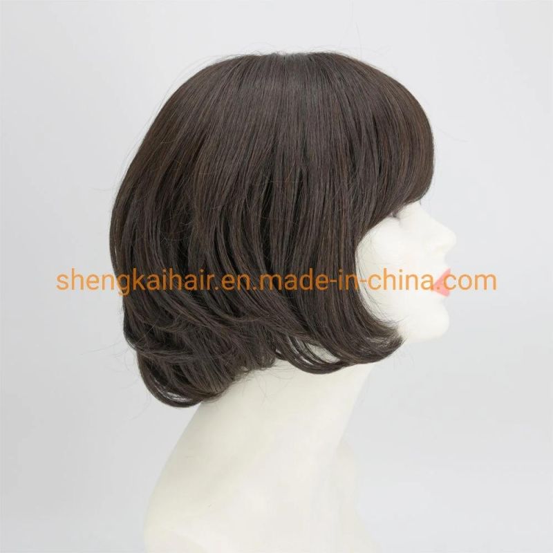 Wholesale Good Quality Handtied Human Hair Synthetic Hair Mix Hair Wigs for Ladies 555