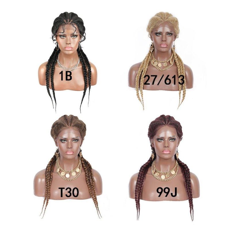 Wholesale Price 26 Inch Synthetic Hair Wig with Lace Front Blonde Braided Wigs with Baby Hairs