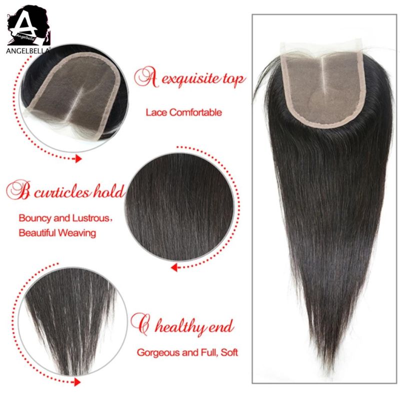 Angelbella Wholesale Remy Hair Closures Raw Mink Brazilian Human Hair 4X4 Lace Closure