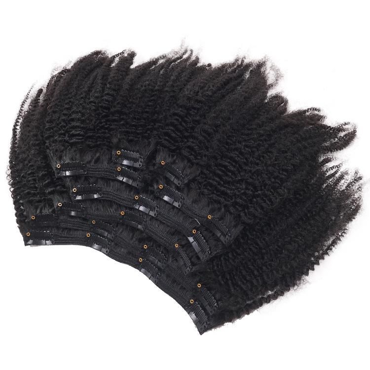 Afro Kinky 4b Curly Remy Brazilian Virgin Hair Clip in Hair Extensions 8PCS/Set