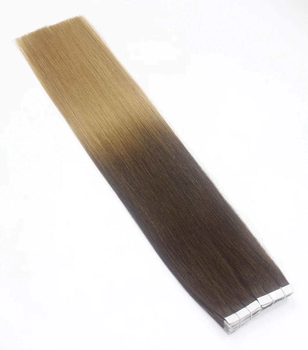 Tape in Extensions Brazilian Straight Human Hair Bundles 4/27 Color Remy Human Hair Extensions