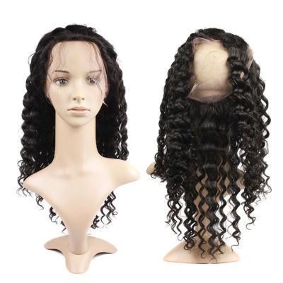 Kbeth 2021 Hot Sale Wholesale Brazilian Peruvian Deep Wave Thin Human Hair 360 Lace Frontal Closure From China Factory