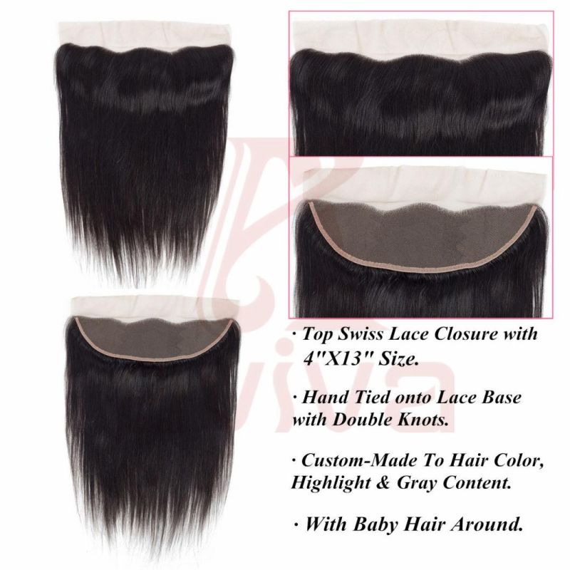 Peruvian Body Wave Free Part Lace Closure Bleached Knots 4X13 Inch 100%Human Hair Closure with Baby Hair Remy Hair Closure