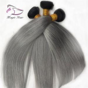 Human Hair Straight Virgin Hair Remy Hair Hair Extensions Products 1b/Gray Weft for Women