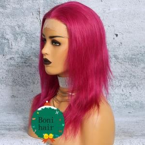 Factory Sales Promotion Wholesale Price 100% Virgin Dark Fuchsia Color Human Hair Full Lace Wig