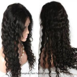 24&quot; Full Lace Human Hair Wig with Bangs #1#1b#2#4 150%