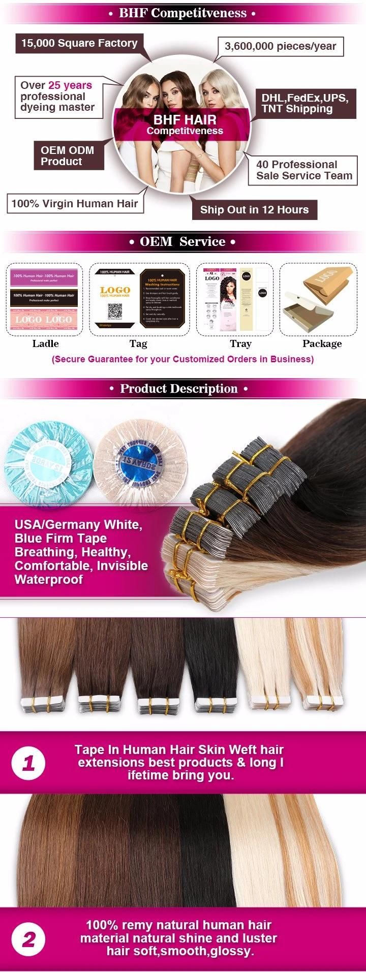 Factory Price Raw Cuticle Aligned Virgin Human Hair Tape in Hair Extensions