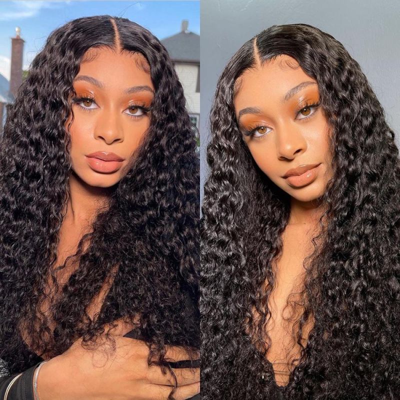 Deep Wave Bundles with Closure with Frontal Human Hair Bundles with Transparent Lace Closure Brazilian 4X4 13X4 Closures with Bundles