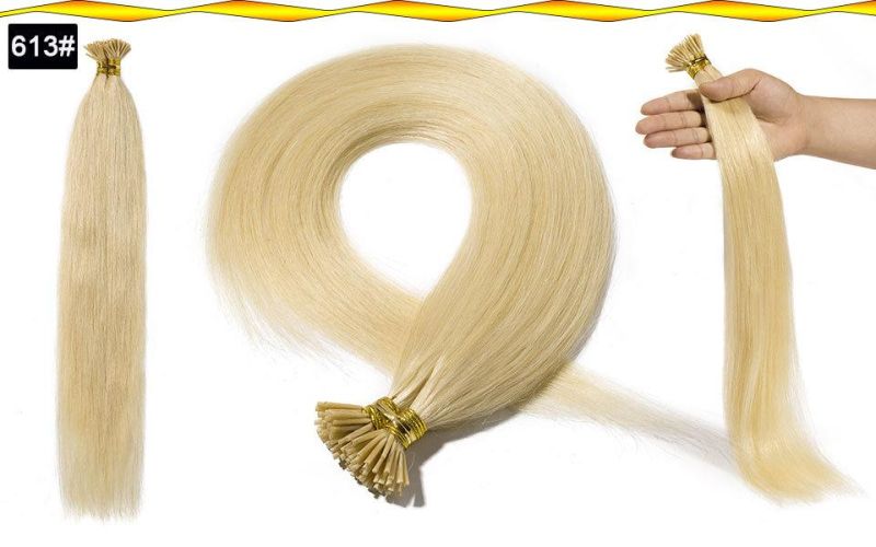 Human Hair Keratin Capsules Pre Bonded I Tip Hair Extensions