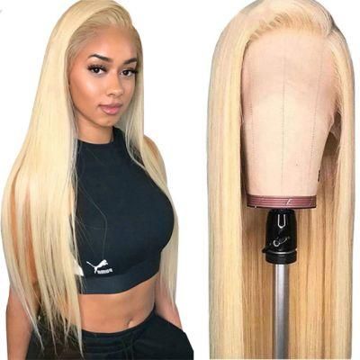 13X4 Straight Human Hair Lace Front Wigs 150% Density Remy Hair Pre Plucked with Baby Hair 613 Blonde